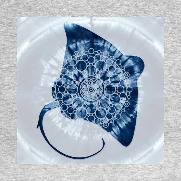 Manta Ray Mandala Indigo Blue Tie Dye by LittleBean